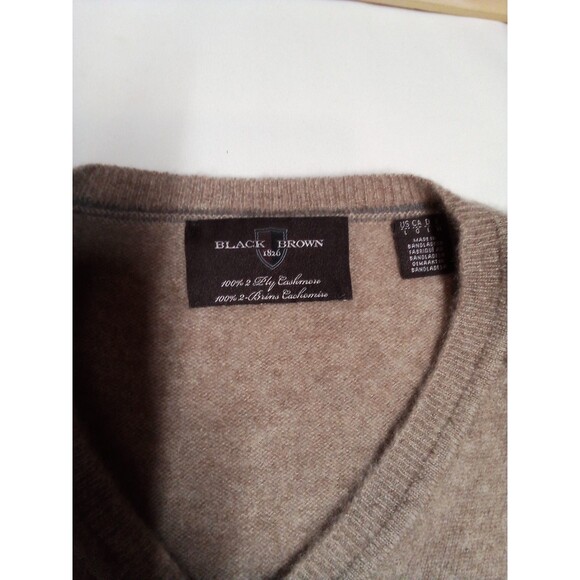 Women's Black Brown Brand Cashmere Sweater Light Tan Color Size Lrg Small Holes - Picture 5 of 13